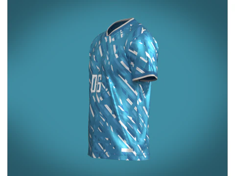 Soccer Blue And White Stripe jersey Player-06 3D Model