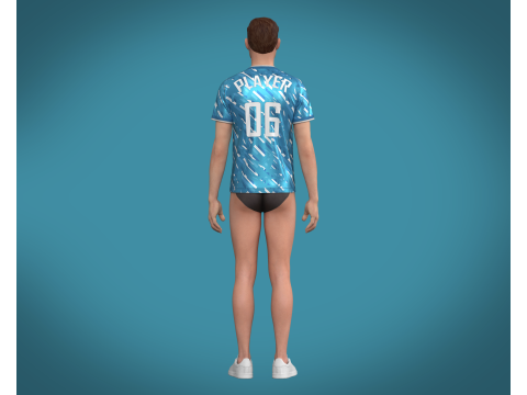 Soccer Blue And White Stripe jersey Player-06 3D Model