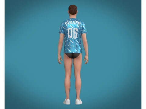 Soccer Blue And White Stripe jersey Player-06 3D Model