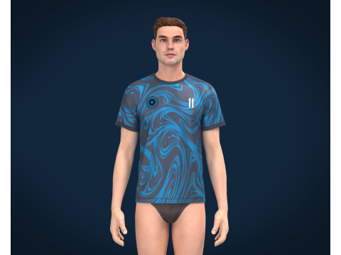 Soccer Blue Jersey Player-11 3D Модель