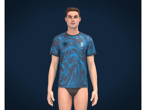Soccer Blue Jersey Player-11 3D Model