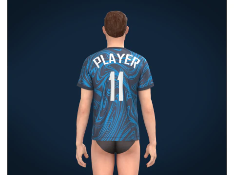 Soccer Blue Jersey Player-11 3D Model