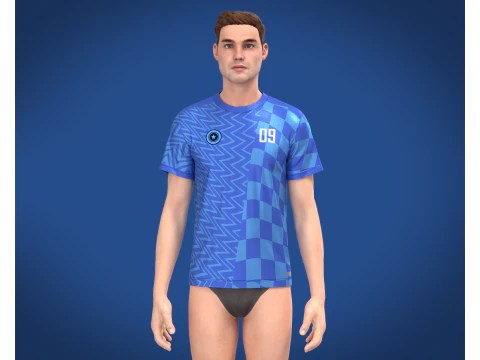 Soccer Blue Jersey Player-09 3D Model
