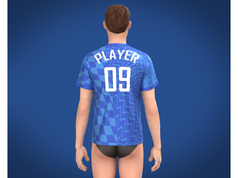 Soccer Blue Jersey Player-09 3Dモデル