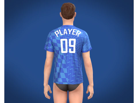 Soccer Blue Jersey Player-09 3D Model