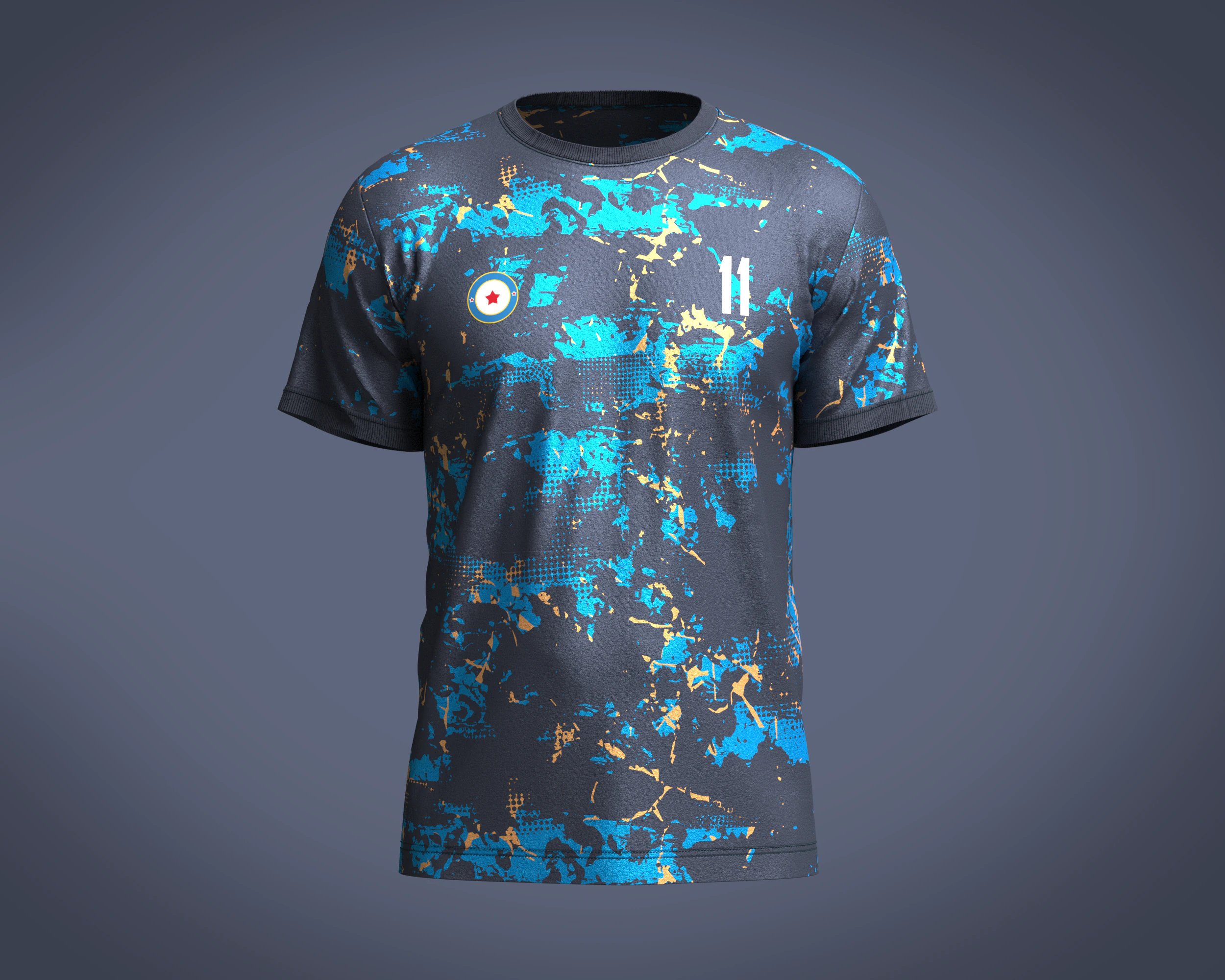 Soccer Blue Printed Jersey-11 3D Model .c4d .max .obj .3ds .fbx .stl .blend