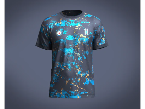 Maglia da calcio stampata blu-11 Modello 3D