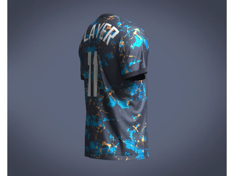 Soccer Blue Printed Jersey-11 3D Model