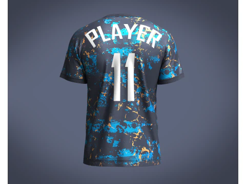 Soccer Blue Printed Jersey-11 3D Model