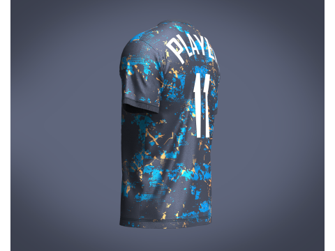 Soccer Blue Printed Jersey-11 Modèle 3D