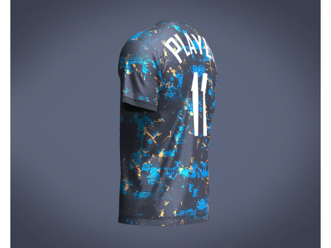 Soccer Blue Printed Jersey-11 3D Model