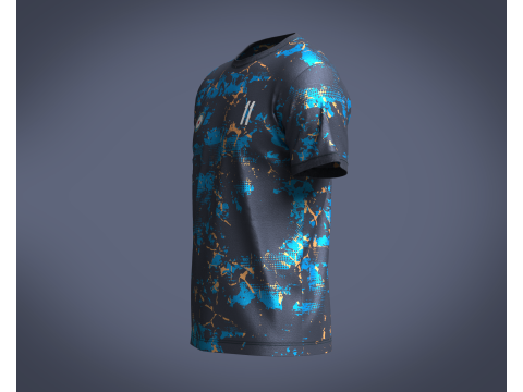 Soccer Blue Printed Jersey-11 Modèle 3D