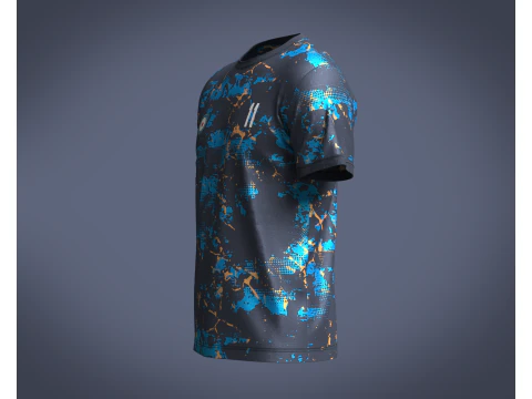 Soccer Blue Printed Jersey-11 3D Model