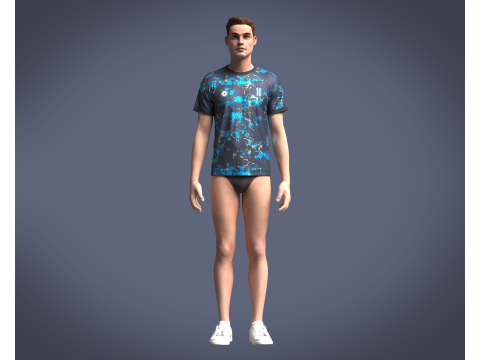 Soccer Blue Printed Jersey-11 Modèle 3D