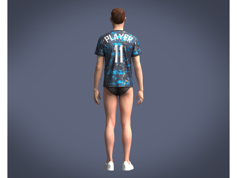 Soccer Blue Printed Jersey-11 Modèle 3D