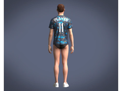 Soccer Blue Printed Jersey-11 3D Model