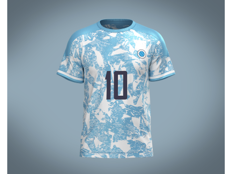 Soccer Blue Print Jersey Player-10 3D Model