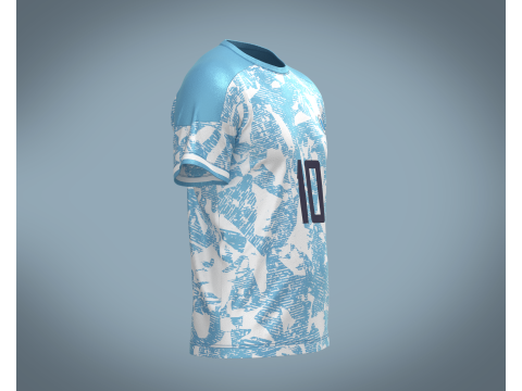 Soccer Blue Print Jersey Player-10 3D Model