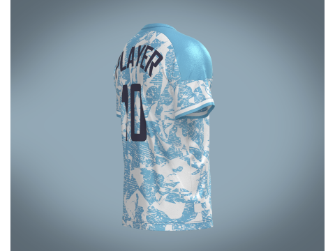 Soccer Blue Print Jersey Player-10 3D Model