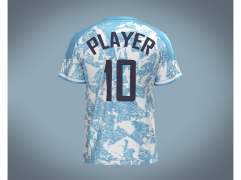Soccer Blue Print Jersey Player-10 3D Model