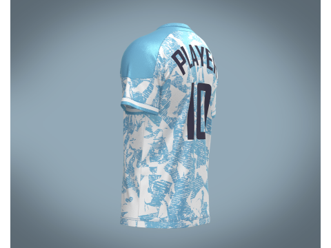 Soccer Blue Print Jersey Player-10 3D Model