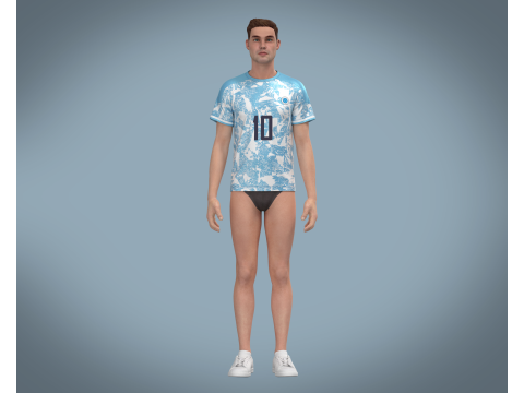 Soccer Blue Print Jersey Player-10 3D Model
