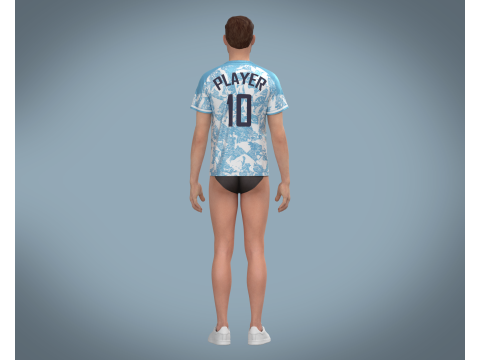 Soccer Blue Print Jersey Player-10 3D Model