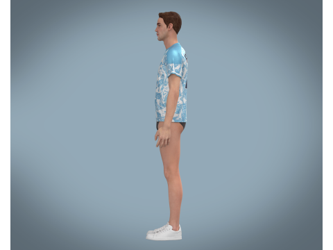 Soccer Blue Print Jersey Player-10 3D Model