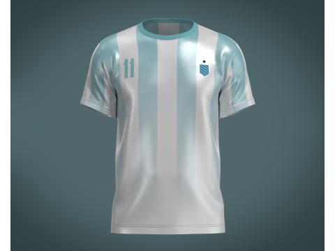 Soccer Blue Sports Jersey Player-11 3D-Modell