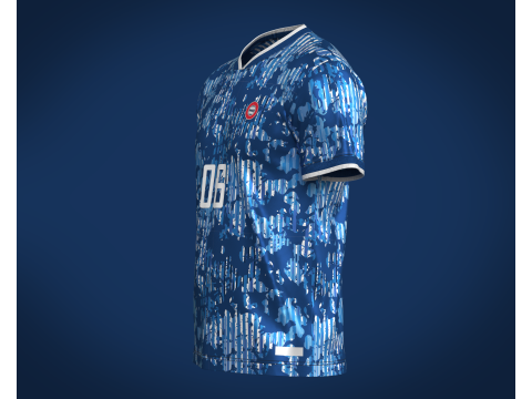 Soccer Blue Sports Jersey Player-06 3D-Modell