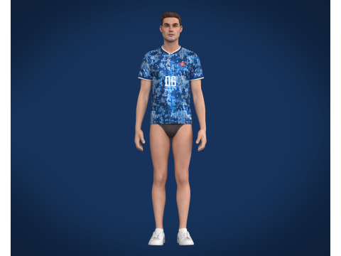 Soccer Blue Sports Jersey Player-06 3D-Modell