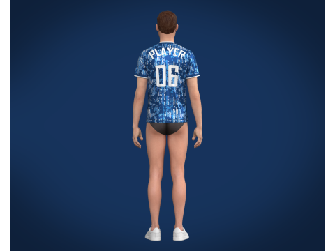 Soccer Blue Sports Jersey Player-06 3D-Modell