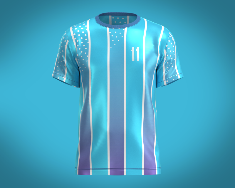 Soccer Blue Stripe Jersey Player 11 3D Model .c4d .max .obj .3ds .fbx .stl .blend 
