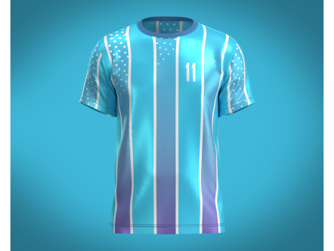 Soccer Blue Stripe Jersey Player 11 3D Model