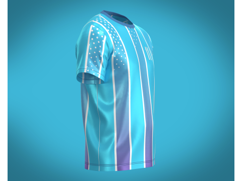 Soccer Blue Stripe Jersey Player 11 3D Model