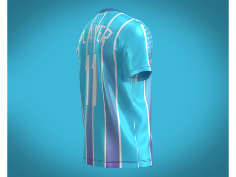 Soccer Blue Stripe Jersey Player 11 3D Model
