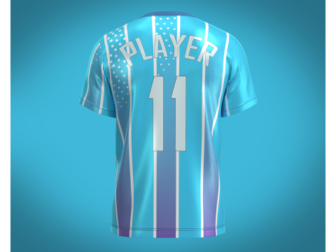 Soccer Blue Stripe Jersey Player 11 3D Model
