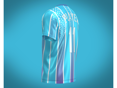 Soccer Blue Stripe Jersey Player 11 3D Model