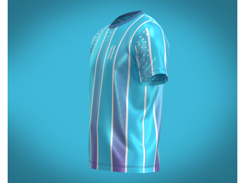 Soccer Blue Stripe Jersey Player 11 3D Model