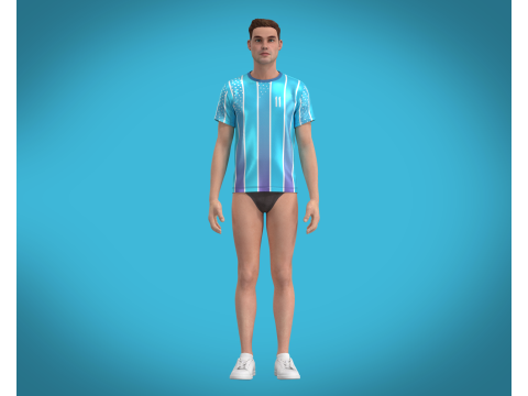 Soccer Blue Stripe Jersey Player 11 3D Model