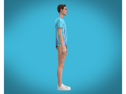 Soccer Blue Stripe Jersey Player 11 3D Model