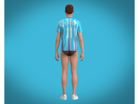 Soccer Blue Stripe Jersey Player 11 3D Model