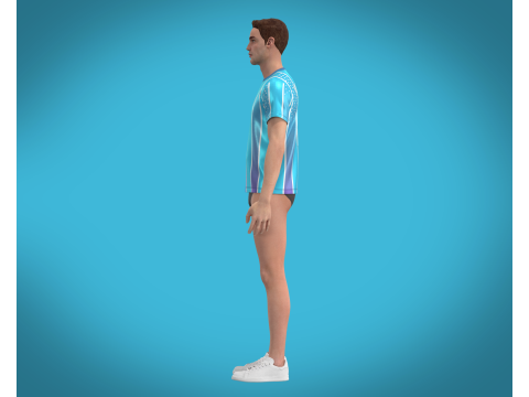 Soccer Blue Stripe Jersey Player 11 3D Model