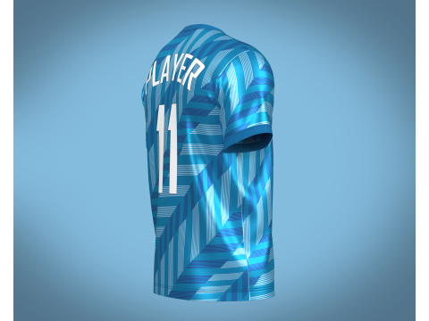 Soccer Blue Stripe Jersey Player-11 3D Model