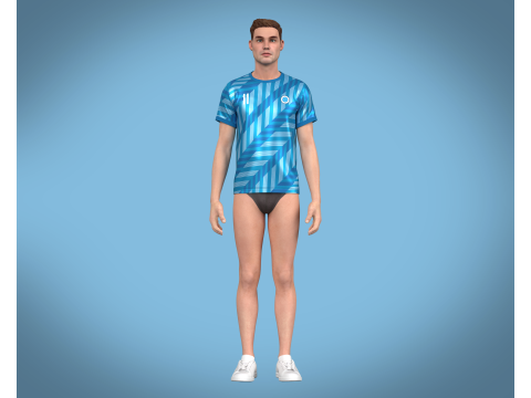 Soccer Blue Stripe Jersey Player-11 3D Model