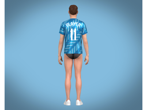 Soccer Blue Stripe Jersey Player-11 3D Model