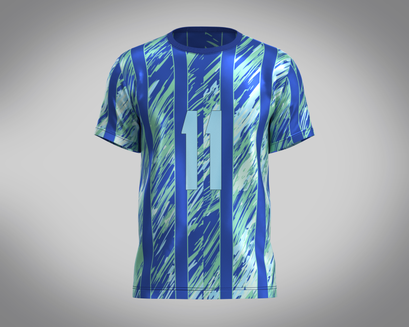 Soccer Blue Stripe Jersey Player-11 V2 3D Model .c4d .max .obj .3ds .fbx .stl .blend