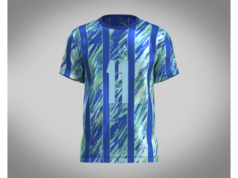 Soccer Blue Stripe Jersey Player-11 V2 3D Model