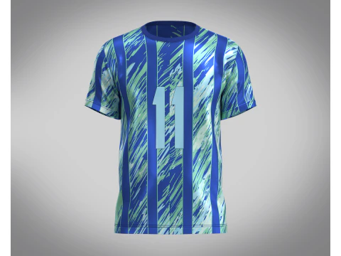 축구 블루 스트라이프 저지 Player-11 V2 3D 모델