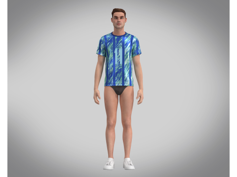 Soccer Blue Stripe Jersey Player-11 V2 3D Model